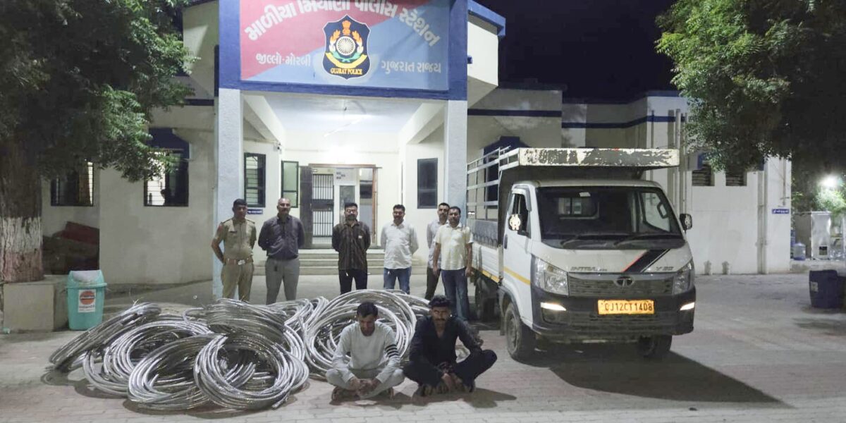 માળીયા મિયાણા વિસ્તારમાં પાવરગ્રીડ લાઇનમાંથી વાયર ચોરીનો ભેદ ઉકેલાયો, બે આરોપી ઝડપાયા