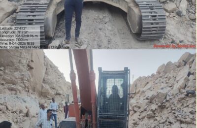 વાંકાનેરના ચિત્રખડા ગામે પોલીસ અને ખાણ-ખનીજ વિભાગનો સપાટો: 45 લાખનું હિટાચી મશીન જપ્ત