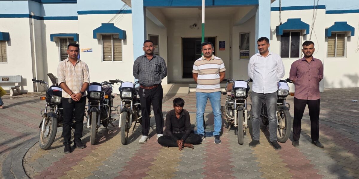 ટંકારા પોલીસનો સપાટો: રાજકોટમાંથી બાઈક ચોરી કરતો વાંકાનેરનો ૧૯ વર્ષીય શખ્સ રૂ. ૨ લાખના મુદ્દામાલ સાથે ઝડપાયો, ૫ મોટરસાયકલ કબજે