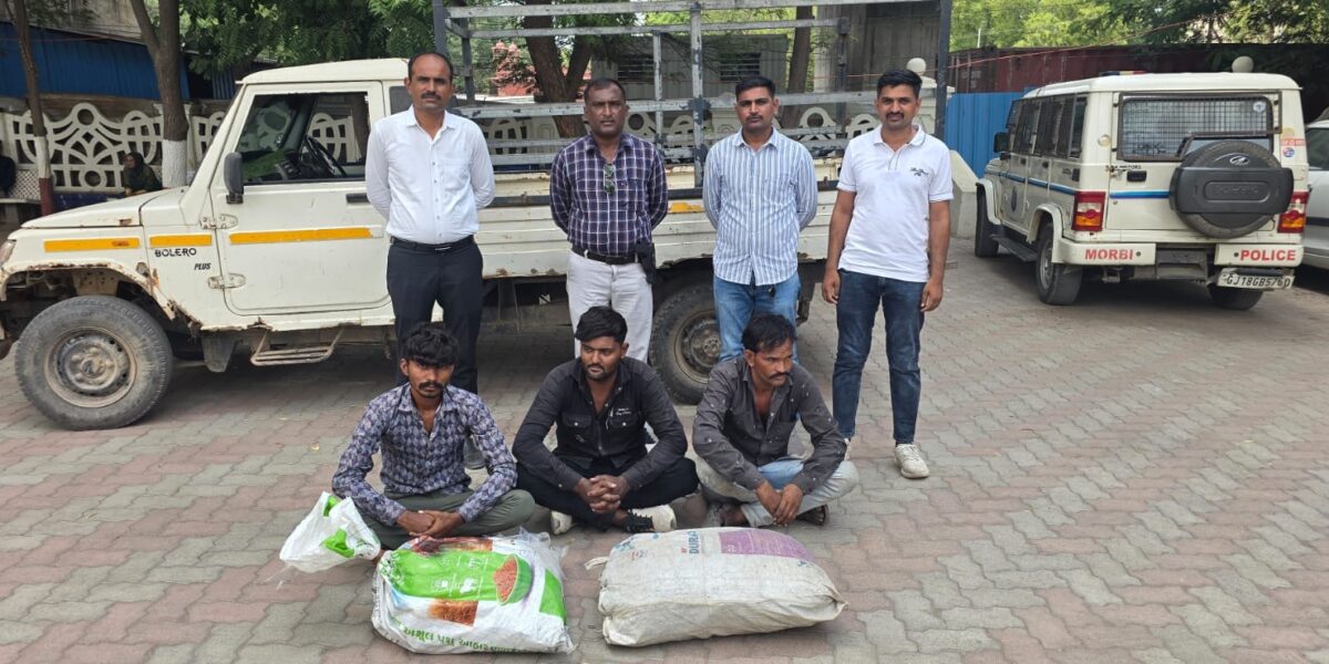 મોરબી તાલુકા પોલીસની મોટી સફળતા: કારખાનામાંથી કોપર વાયર ચોરી કરનાર ૩ શખ્સો રૂ. ૧.૯૭ લાખના મુદ્દામાલ સાથે ઝબ્બે