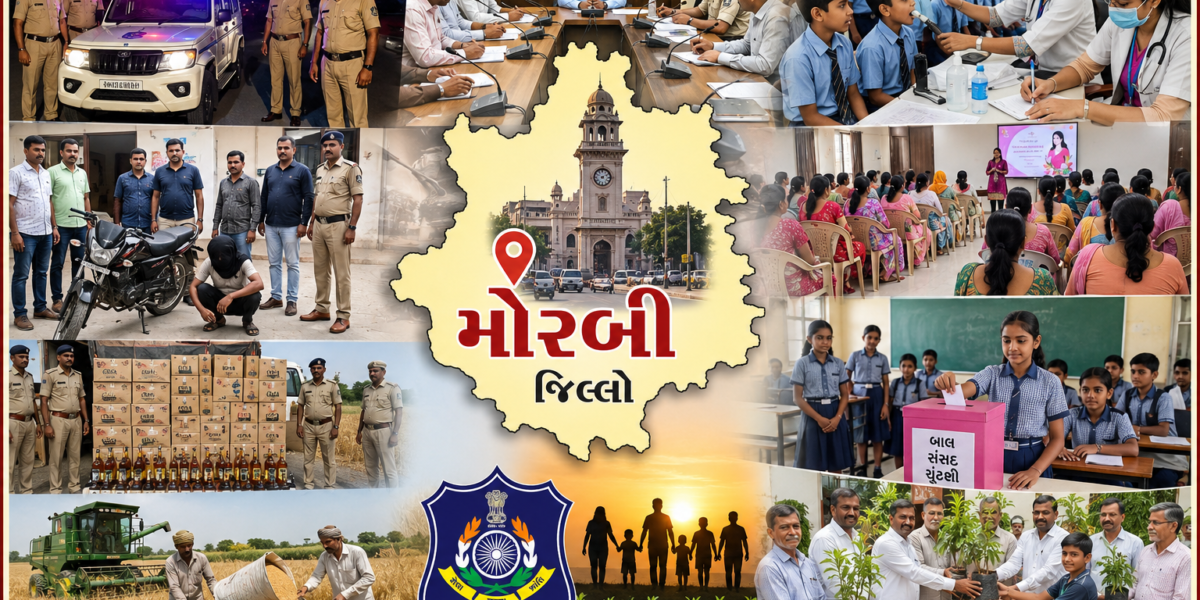 મોરબી જિલ્લામાં બે દિવસમાં વિકાસ, જનસેવા અને ગુનાખોરીના અનેક ચહેરા પોલીસની સતર્કતા વચ્ચે સામાજિક પડકારો યથાવત