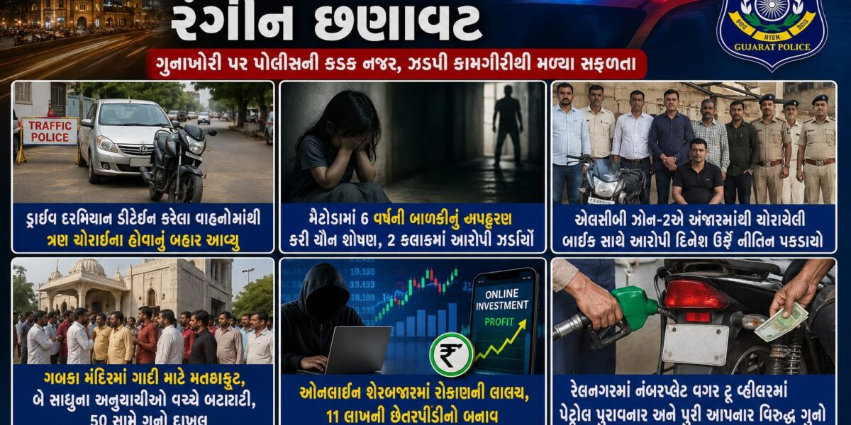 સૌરાષ્ટ્ર-ગુજરાતની નવાજૂની શનિ-રવિની મુખ્ય ઘટનાઓ નુ ટુકુ ને ટચ વાંચો ફટાફટ