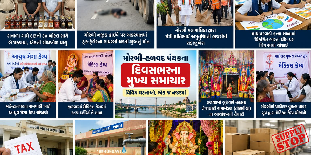 મોરબી-હળવદ પંથક રાઉન્ડઅપ: દારૂના દરોડા, ગમખ્વાર અકસ્માત અને જનસમસ્યાઓ વચ્ચે દિવસભરની મોટી ઘટનાઓ!